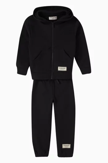 Logo Zipped Hoodie in Organic Cotton-blend