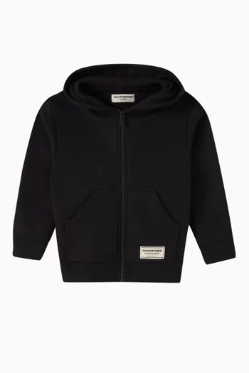 Logo Zipped Hoodie in Organic Cotton-blend