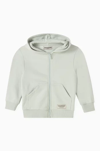 Logo Zipped Hoodie in Organic Cotton-blend