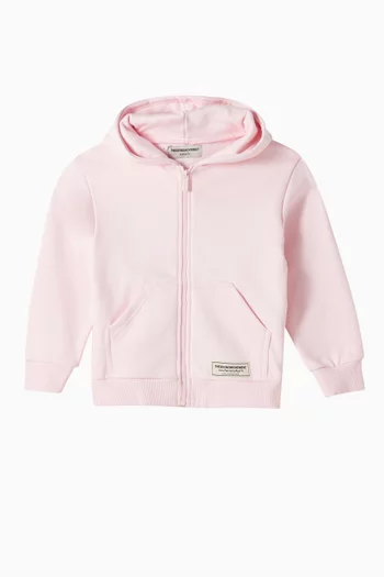 Logo Zipped Hoodie in Organic Cotton-blend