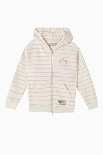 Striped Zip-up Hoodie in Organic Cotton-blend