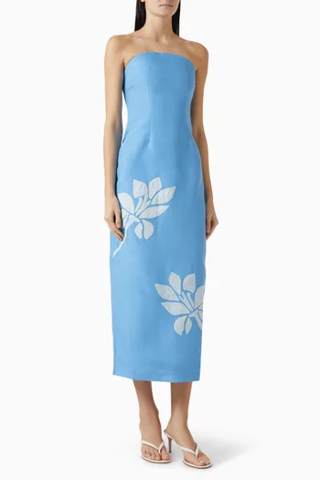Tammy Midi Dress in Linen & Viscose