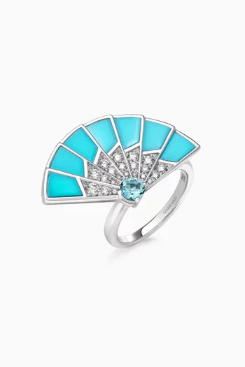 Fanfare Symphony Aquamarine & Diamond Ring in 18kt White Gold