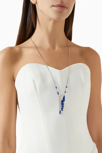 Wings Rising Lapis Lazuli & Diamond Slider Pendant in 18kt White Gold