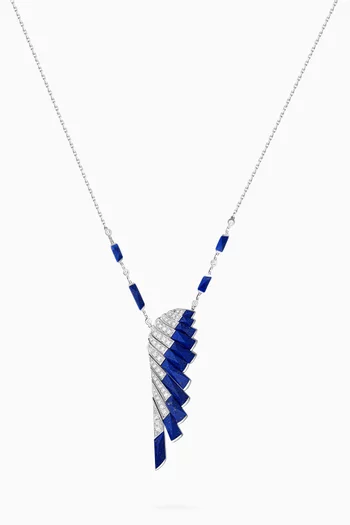 Wings Rising Lapis Lazuli & Diamond Slider Pendant in 18kt White Gold