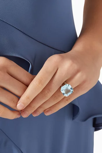 Asscher-cut Topaz & Diamond Ring in 14kt Gold