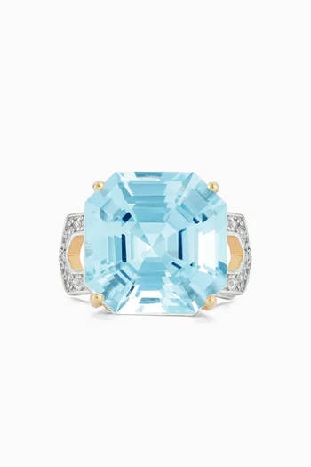 Asscher-cut Topaz & Diamond Ring in 14kt Gold
