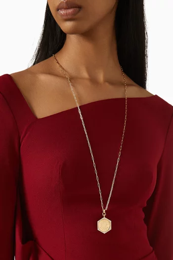 Ginea Diamond Coin Long Necklace in 18kt Gold