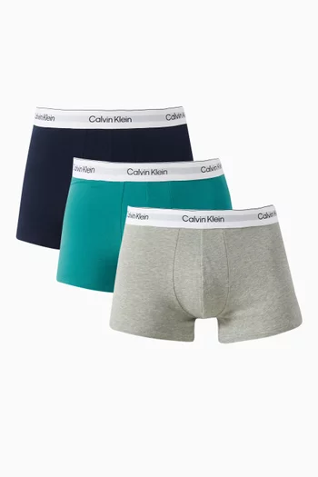 Logo Boxer Briefs in Stretch Cotton, Set of 3