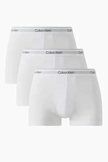 طقم بوكسر قطن مطاطي بشعار الماركة، 3 قطع