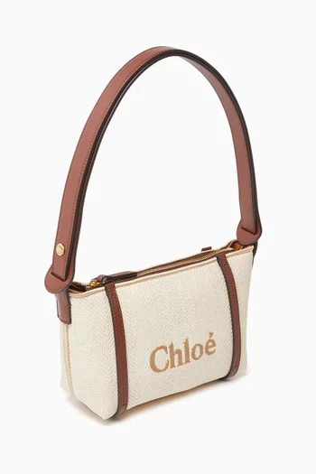 Chloé Logo Shoulder Bag in Raffia