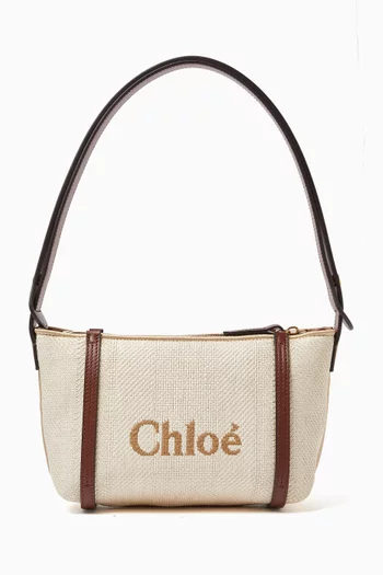 Chloé Logo Shoulder Bag in Raffia