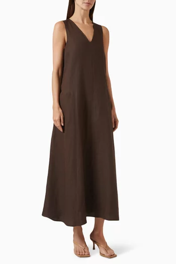 Simeone Maxi Dress in Linen Canvas