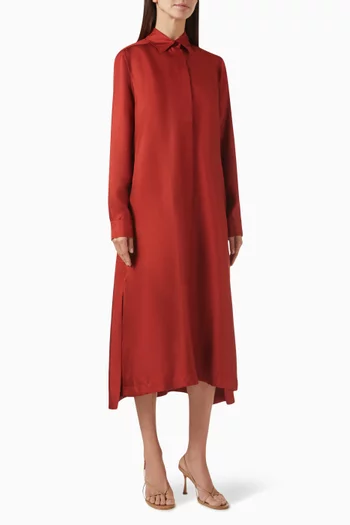 Crusca Shirt Dress in Silk Twill