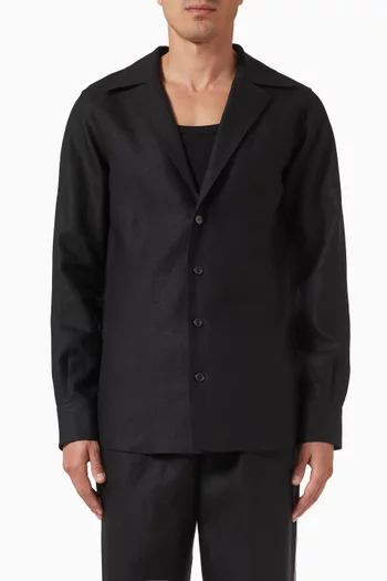 V-neck Overshirt in Linen