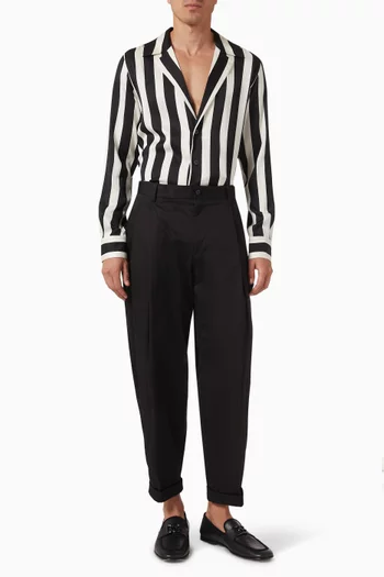 Tapered Pants in Stretch Cotton Gabardine