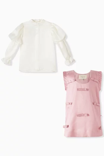 Olette Bow-detail Dress Set in Silk-blend