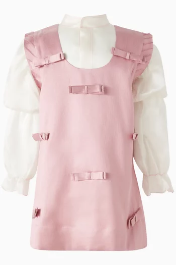 Olette Bow-detail Dress Set in Silk-blend