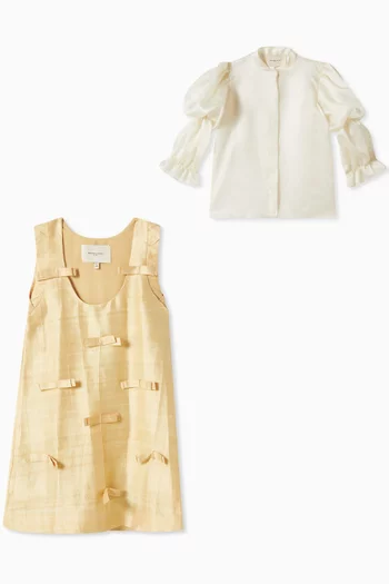 Olette Bow-detail Dress Set in Silk-blend