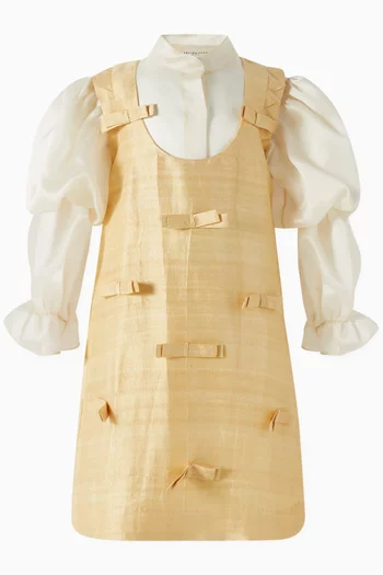 Olette Bow-detail Dress Set in Silk-blend