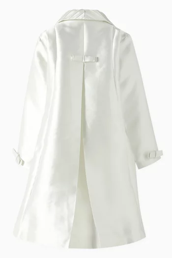 Embroidered Double-breasted Dress in Satin