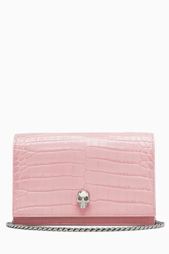 Mini Skull Bag in Croc-embossed Leather