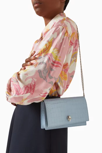 Mini Skull Bag in Croc-embossed Calfskin