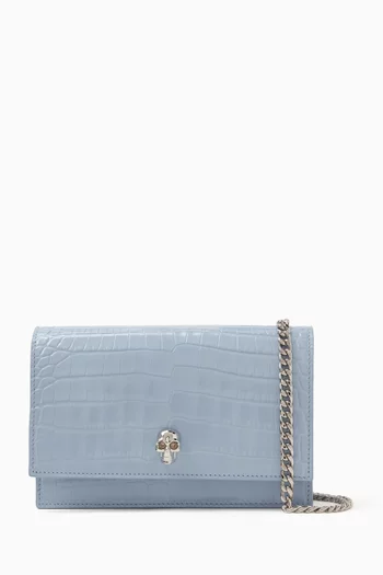 Mini Skull Bag in Croc-embossed Calfskin