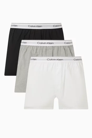 Logo Boxers in Stretch Cotton, Set of 3