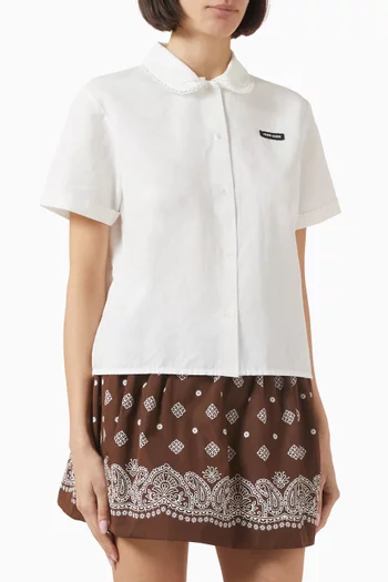 Slubbed Logo Shirt in Cotton-linen Blend