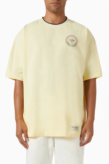 Oversized Curved-print T-shirt in Organic Cotton-blend