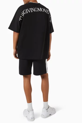 Oversized Curved-print T-shirt in Organic Cotton-blend