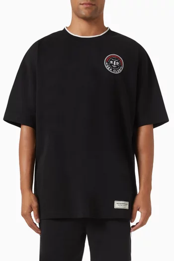 Oversized Curved-print T-shirt in Organic Cotton-blend
