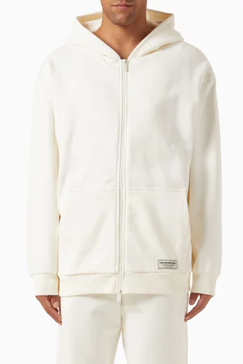 Back-print Oversized Zip Hoodie in Organic Cotton-blend