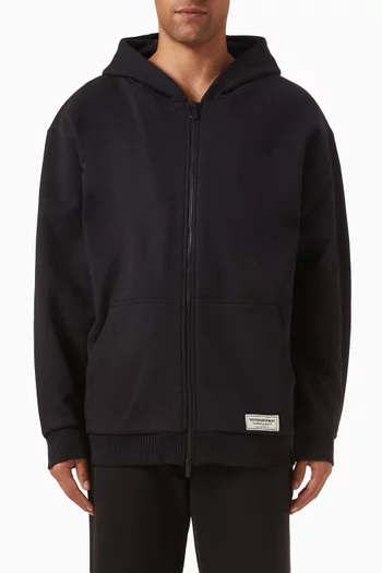 Back-print Oversized Zip Hoodie in Organic Cotton-blend