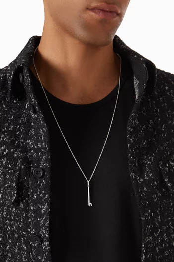 Arabic Letter "Ein" Diamond Pendant Necklace in Sterling Silver