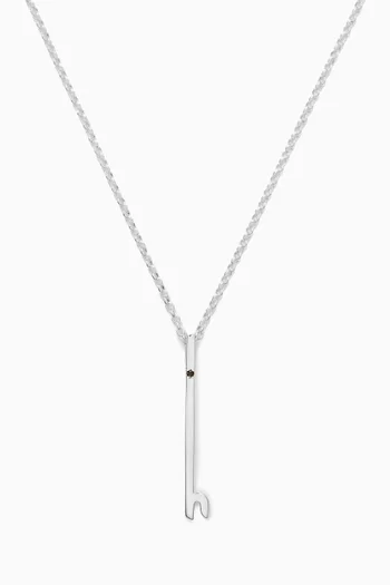 Arabic Letter "Ein" Diamond Pendant Necklace in Sterling Silver