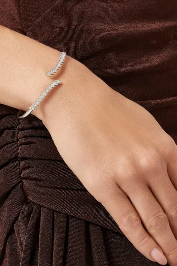 سوار ليني مفتوح مرصع بالكريستال معدن مطلي روديوم