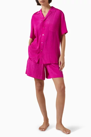 Emeli Paloma Pyjama Set in Crinkled Silk Satin