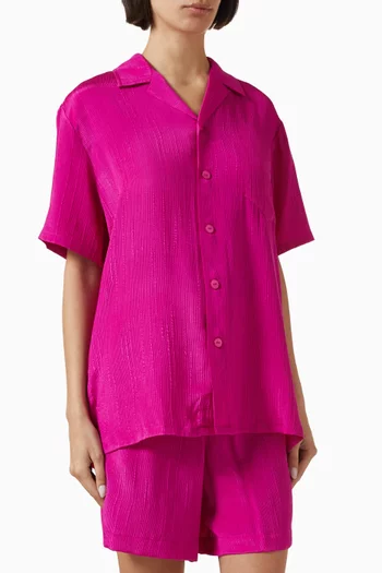 Emeli Paloma Pyjama Set in Crinkled Silk Satin