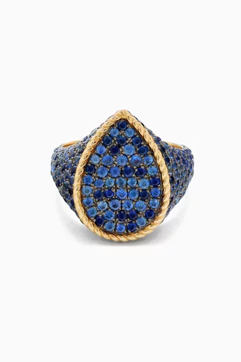 Pear-shaped Sapphire Signet Ring in 9kt Yellow Gold