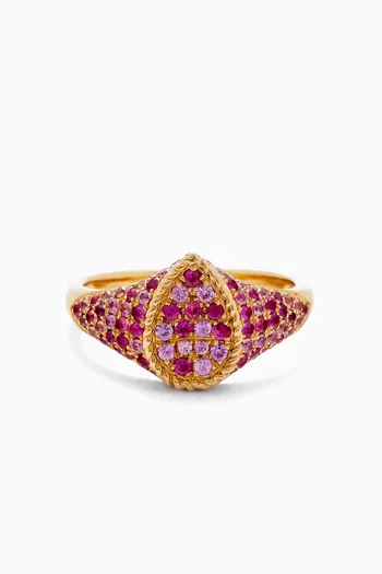 Baby Pear-Shaped Sapphire Signet Ring in 9kt Gold