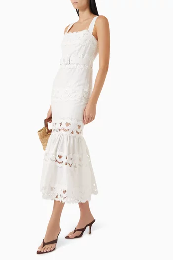 Lace-trim Dress in Linen Blend