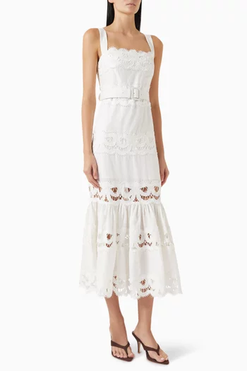 Lace-trim Dress in Linen Blend