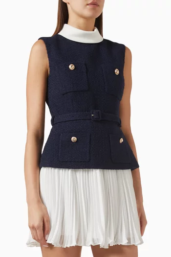 Belted Midi Dress in Bouclé