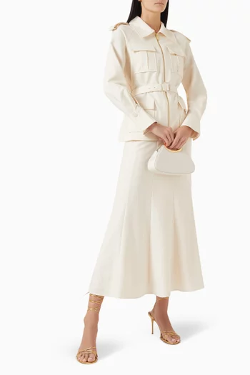 Belted Midi Dress in Twill