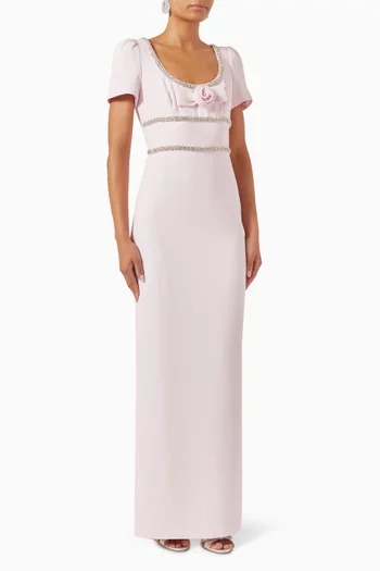 Crystal-trim Maxi Dress in Crepe