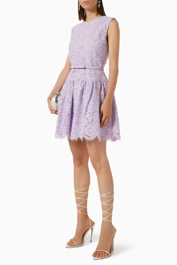 Bow-belt Mini Dress in Lace