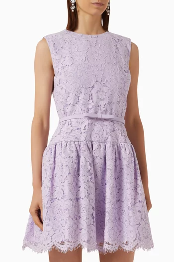 Bow-belt Mini Dress in Lace