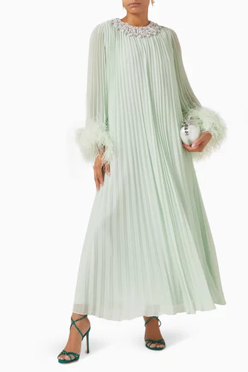 Feather-trim Dress in Chiffon